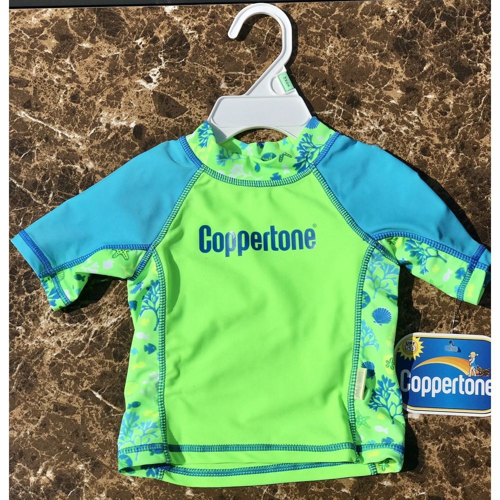 Boy's 18 M Coppertone SwimGuard Shirt Neon NEW